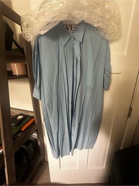 COS Light Blue Long Sleeve Shirt Dress